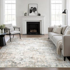 Area Rug Living Room: 8x8 Modern Washable Indoor Soft Carpet Brown | by FXRHLP