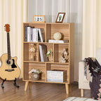 LEYAOYAO Wooden 7 Cube Book Shelf, Natural 3 Tier Bookshelf - Image 6