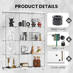 Display Cabinet with Glass Door and Lock, 4-Shelf Curio Cabinets with 5mm - Image 5
