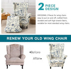 KRFOONN Velvet Wing Chair Slipcovers 2 Piece Stretch Printed Wingback Chair - Image 4