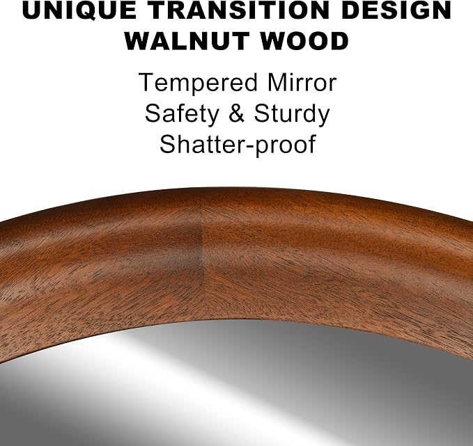 Round Wood Mirror for Wall, 36 Inch Circle Decorative Mirror - Image 2