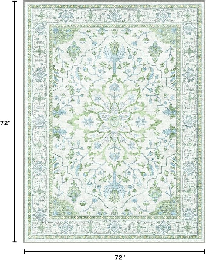 RELEANY Washable Area Rug, Square 6'x6', Water Repellent, Pet Friendly - Image 2