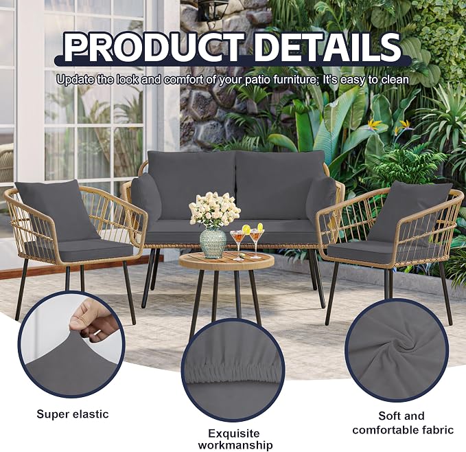 12Pcs Patio Cushion Covers, Outdoor Stretch Cushion Covers, Washable | Stretch - Image 3