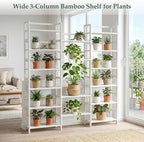 Homykic Bamboo Bookshelf, 71” Tall Triple Wide Bookcase - Image 6