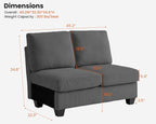 CHIC HOUSE Middle Module for Modular Couch, Corduroy Customizable Chaise - Image 2