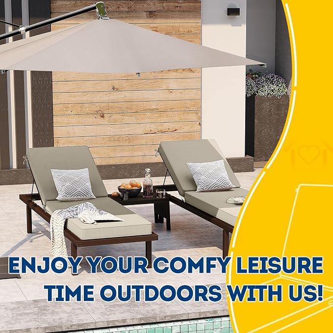 AAAAAcessories Outdoor Chaise Lounge Cushions, Fade-Resistant, Waterproof Patio - Image 6