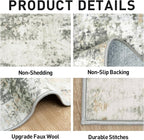 6x9 Area Rugs for Living Room: Washable Abstract Grey Brown Badroom Carpet | - Image 6
