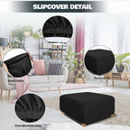 NeColorLife Rectangle Ottoman Cover Jacquard Fabric Ottoman Slipcover Thick - Image 2