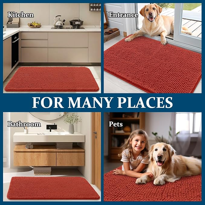 OLANLY Dog Door Mat for Muddy Paws 70x24, Super Absorbent Chenille Mud Mat | - Image 8