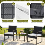 Flamaker 3 Pieces Patio Furniture Outdoor Wicker Modern Rattan Chair - Image 5