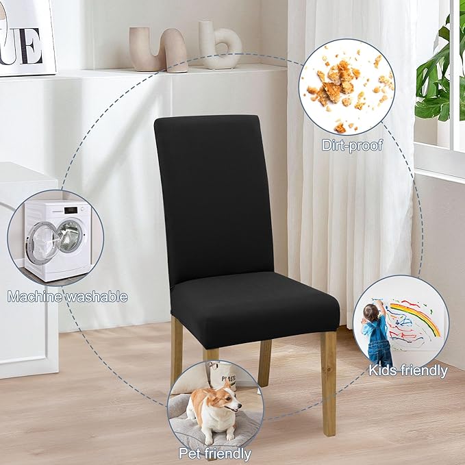 BIETYONE Stretch Dining Chair Covers Set of 6, Soft Removable Washable Kitchen - Image 6