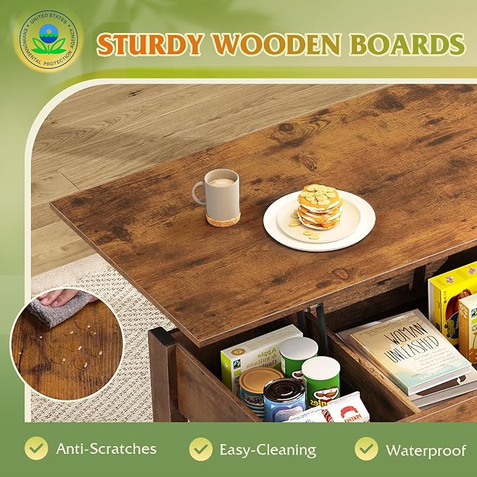 WLIVE Coffee Table, Lift Top Coffee Table - Image 6