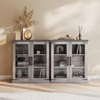 BELLEZE Set of 2 Glass Display Cabinet, Living Room, or Kitchen - Image 6