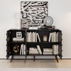 Fluted Storage Unit Cabinet, Modern Black Console Cabinets - Image 3