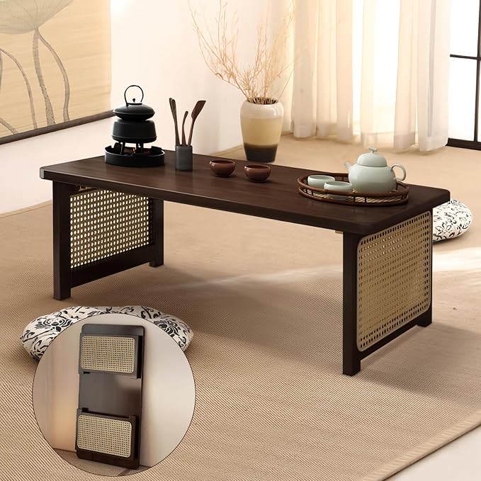 Foldable Japanese Floor Table Lightweight, No Assembly Required, Eco-Friendly by Unknown