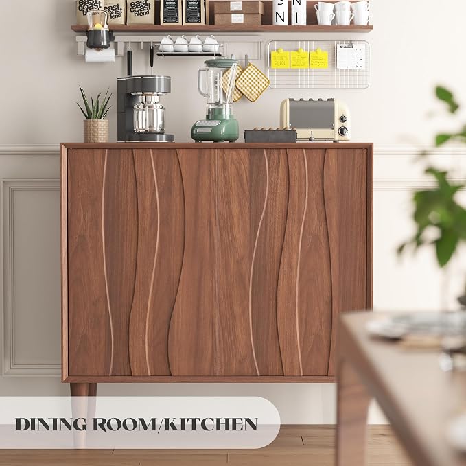 Easyego 31.5″ Mid Century Modern Sideboard Buffet Cabinet, Walnut Wood Accent - Image 6