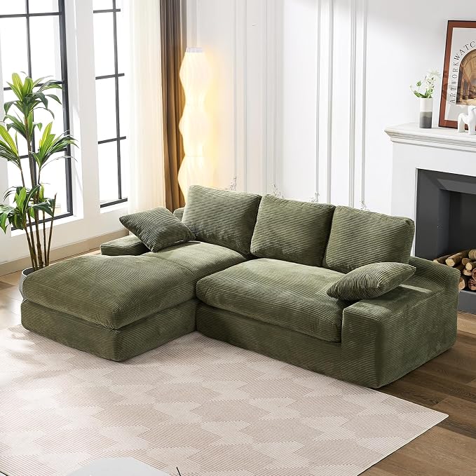 98.4" Green Sectional Sofa Cloud Modular Sectional Couch by XSZD