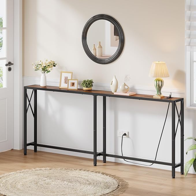 Gewudraw 70 in Skinny Sofa Table Behind Couch, Console Table - Image 2