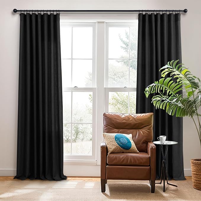 Pitalk Black Linen Sheer Curtains 72 Inch Length - Image 9