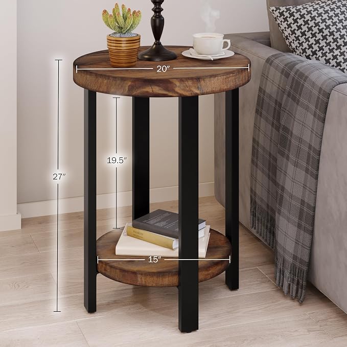 Alaterre Furniture Pomona Living Room 2-Tier Solid Wood Small Round End Table - Image 3