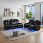 Power Recliner Sofa Set with LED Lights, Includes a Manual Loveseat and a 3 by Unknown