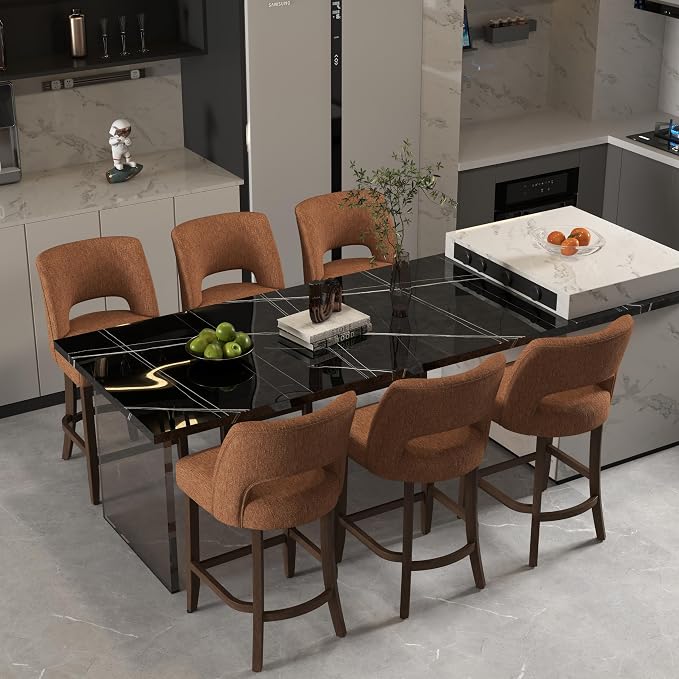 VKNOW Bar Stools Set of 6, Modern Counter Stools - Image 3