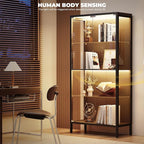 Display Cabinet with Glass Doors, 4-Tier Curio Cabinet with 3 Color Lights - Image 5