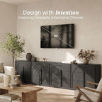 BELLEZE Sideboard Cabinet with 3 Drawers, Large Fluted Sideboard with Storage - Image 3