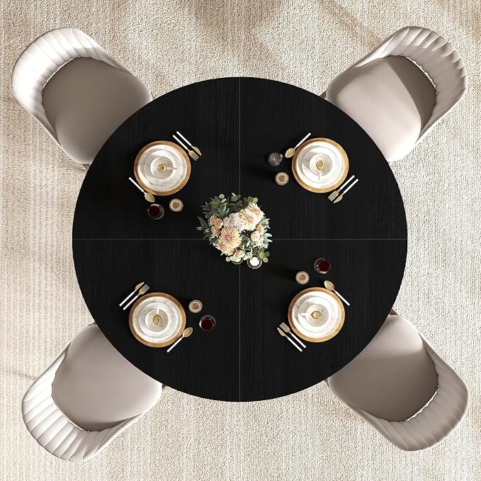 IBF Black Round Dining Table for 4-6, 47 Inch Kitchen Table - Image 9