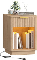 Akxomel Fluted Nightstand, Wooden Night Stand by Akxomel