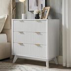T4TREAM Fluted 3 Drawers Nightstand, Oversized Extra Large Modern Side Table by T4TREAMFurniture