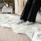 MIULEE Fluffy Area Rug 2x6 ft Faux Fur Sheepskin Rug Gradient Grey | Luxury - Image 8