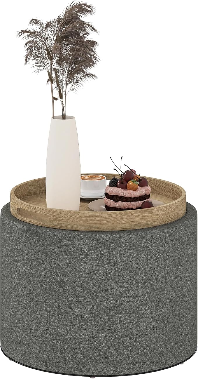 HOMCOM Round Storage Ottoman by HOMCOM