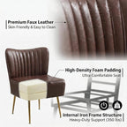 Modern Leather Accent Chairs Set of 2, Vintage Slipper Chair - Image 4
