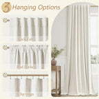 100% Blackout Linen Curtains for Bedroom 90 Inches Long Natural Cream Black Out - Image 6