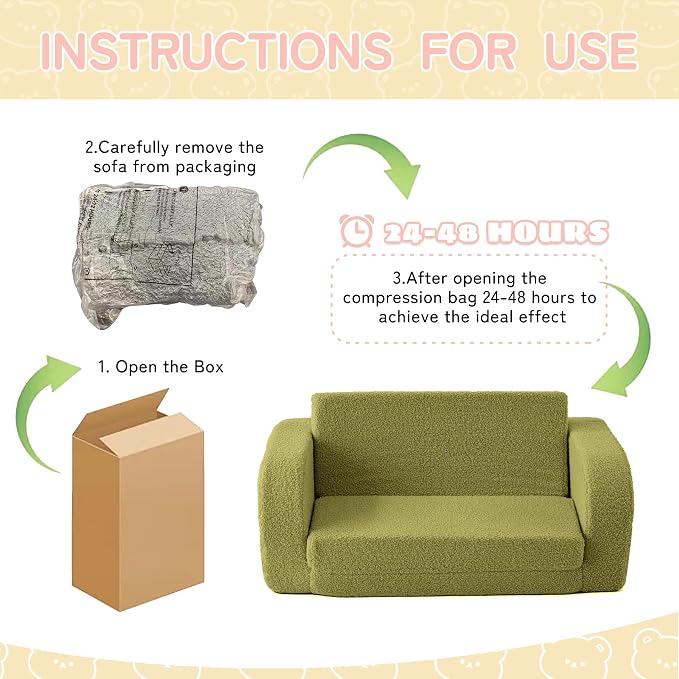 Toddler Couch, 2-in-1 Toddler Chairs Comfy 1-3 Years Old, Toddler Chair - Image 7