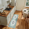 RELEANY Washable Area Rug, Runner 2'x5', Teal Green/White/Navy | Non-Slip by RELEANY