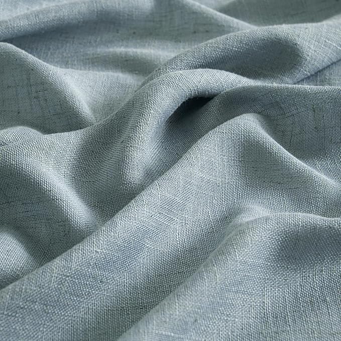 MIULEE Dusty Blue Linen Curtains 52x96 Inch Long Soft Thick Linen Textured | - Image 3