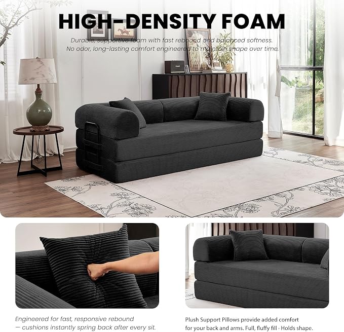 79'' Convertible Sofa Bed, 5-in-1 Folding Boneless Couch, Pull Out Floor Sleeper - Image 4