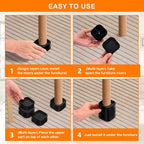 Furniture Risers Adjustable Bed Risers Heavy Duty Lifts Height 2", Square - Image 7