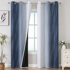 Navy Blue and Greyish White Blackout Curtains by ESTELARTEXTILER