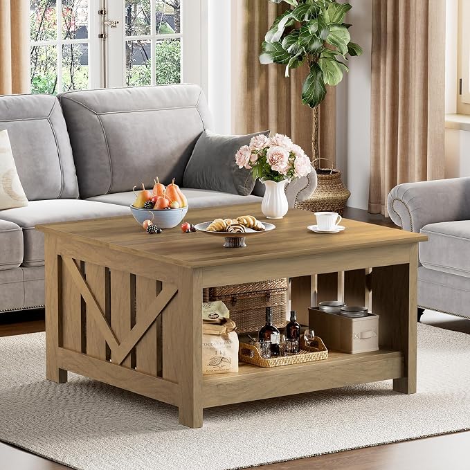 FABATO Lift Top Coffee Table, 31.5" Farmhouse Coffee Tables - Image 3