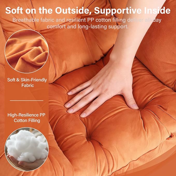 MBOOYOME Lazy Chair with Folding Ottoman, Modern Accent Armchair with Armrests - Image 5