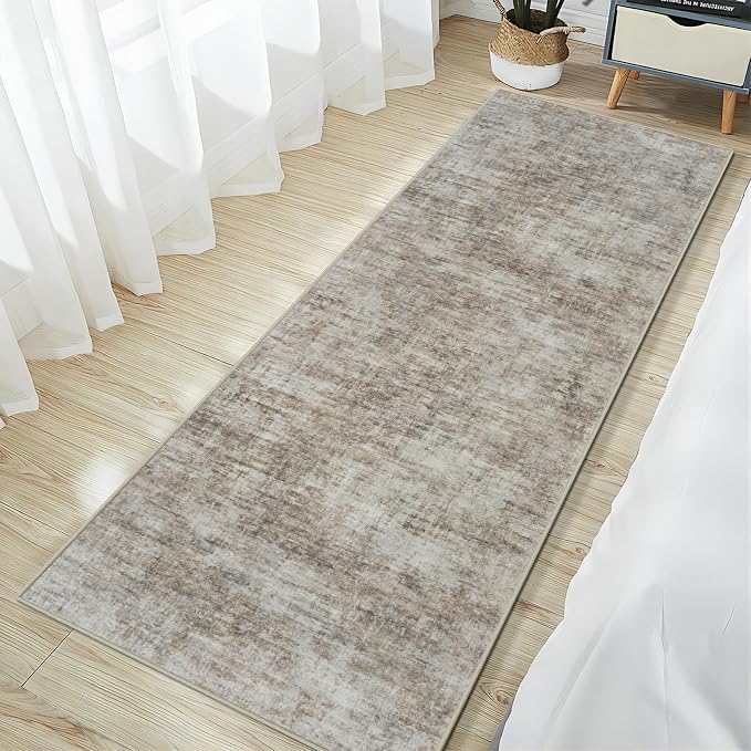 2'6''x8' Runner Rugs Washable Rug: Modern Abstract Hallway Brown Black Carpet - Image 2
