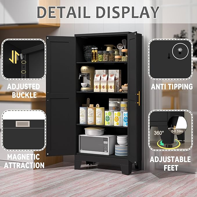 GAIOUS 61.02" Kitchen Pantry Cabinet, Pantry Storage Cabinet - Image 3