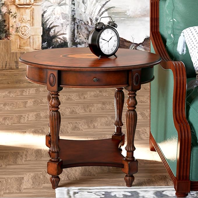 PADMA HOUSE Solid Wood Oval End Table - Image 4