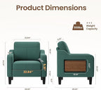 Accent Chair for Living Room Modern Linen Upholstered Armchair Side Wooden - Image 2