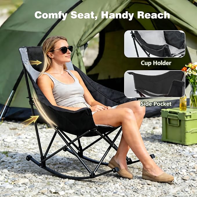 SUNNYFEEL Oversized Rocking Camping Chair 2 Pack, Fully Padded Patio Chair - Image 4
