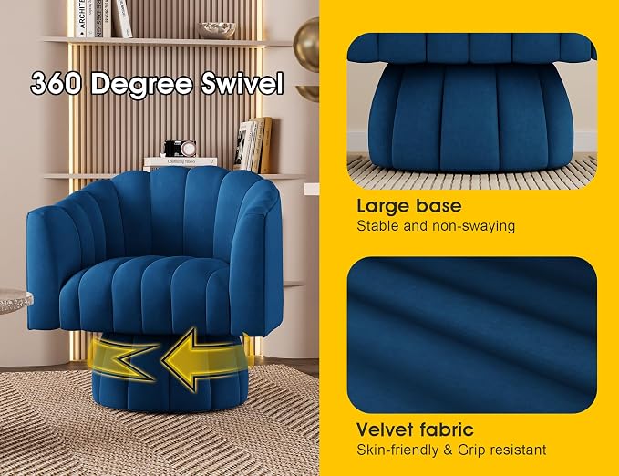 Dewhut Swivel Accent Chair, 360° Swivel Barrel Chair - Image 7