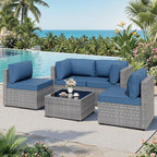 JAMFLY 5-Piece Patio Furniture Set, All-Weather Wicker Outdoor Sectional Sofa - Image 7
